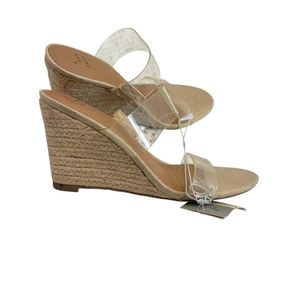 A New Day Ansel 8.5 double clear strap espadrille wedge sandal 3649